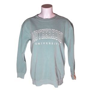 Comfort Colors Motherhood University Crewneck Sweatshirt Teal Mommy Size Small